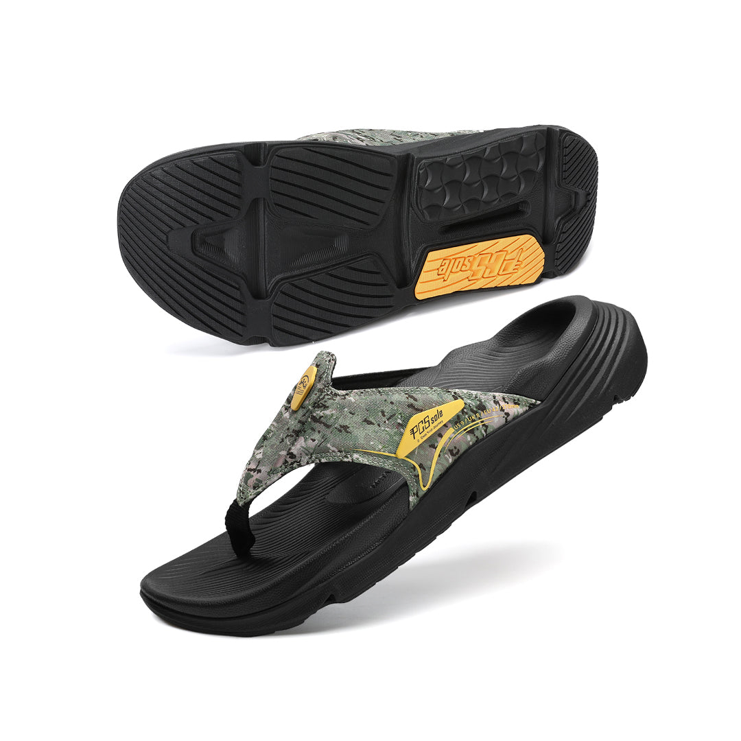 mens army green camo flip flops