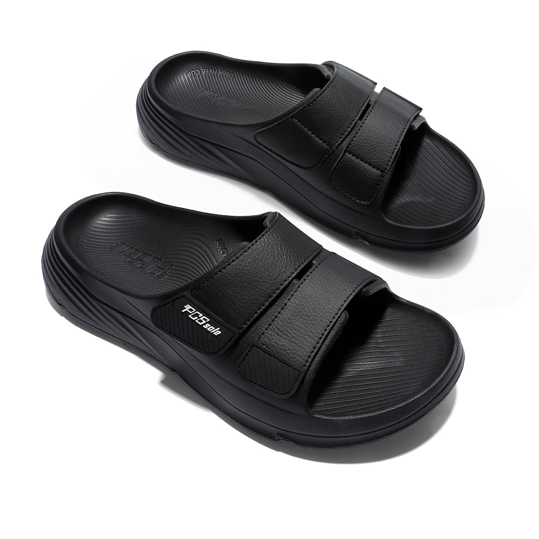 PCSsole black adjustable slides for men
