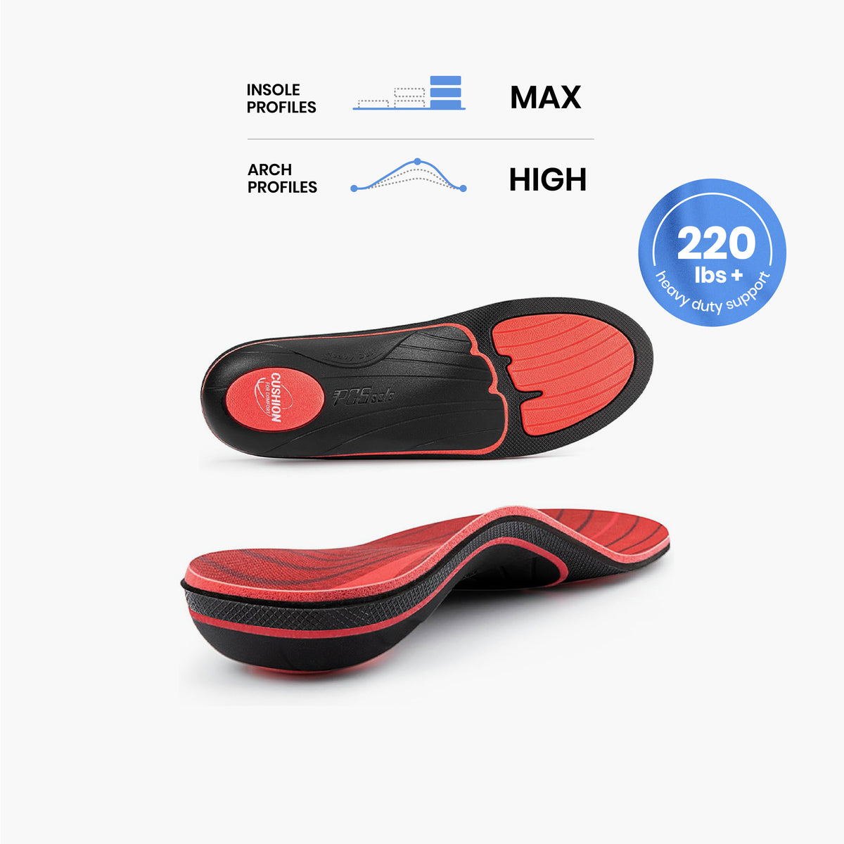 PCSsole Heavy Duty Comfort Cushioning Insoles