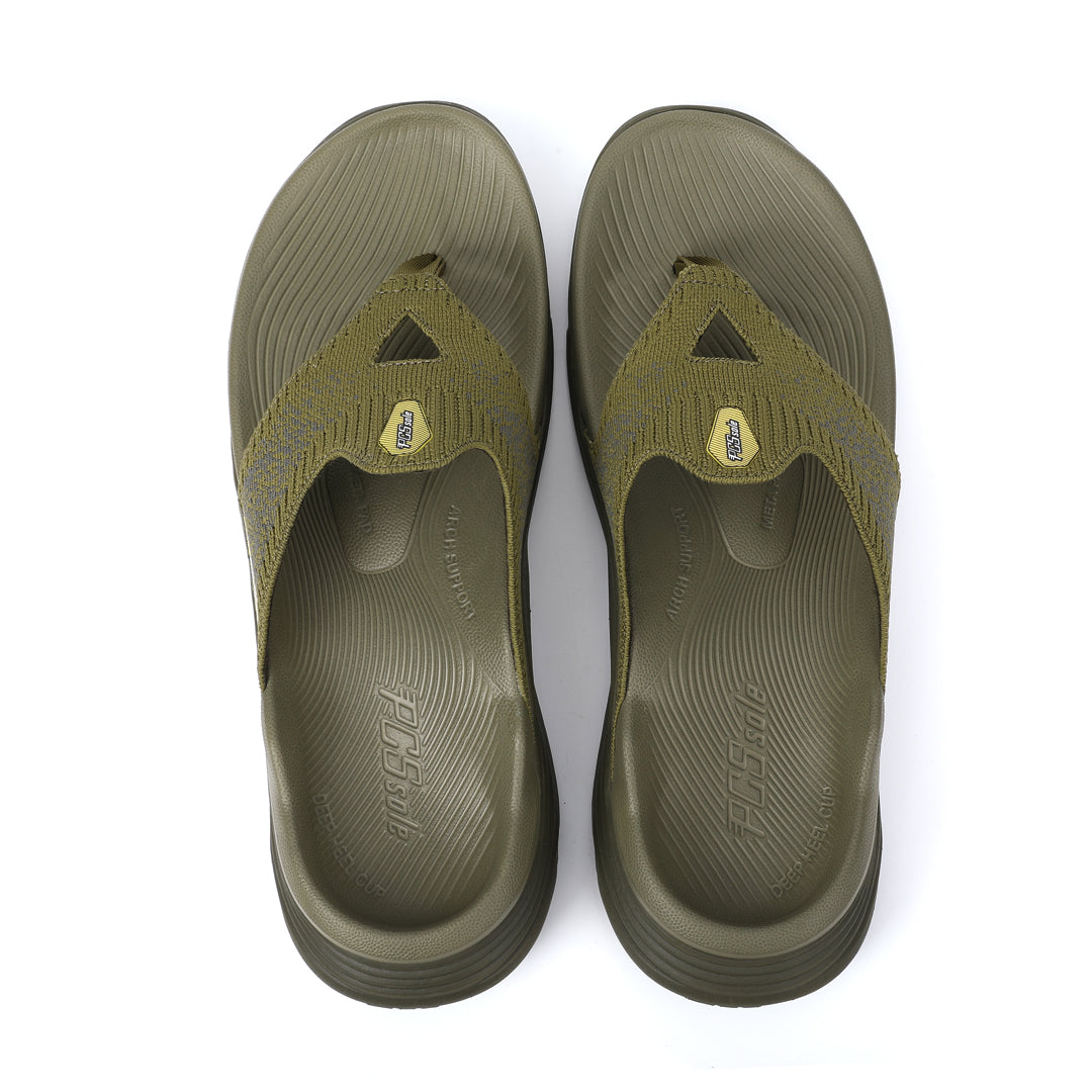 Army Green Arch Support Flip Flops Front