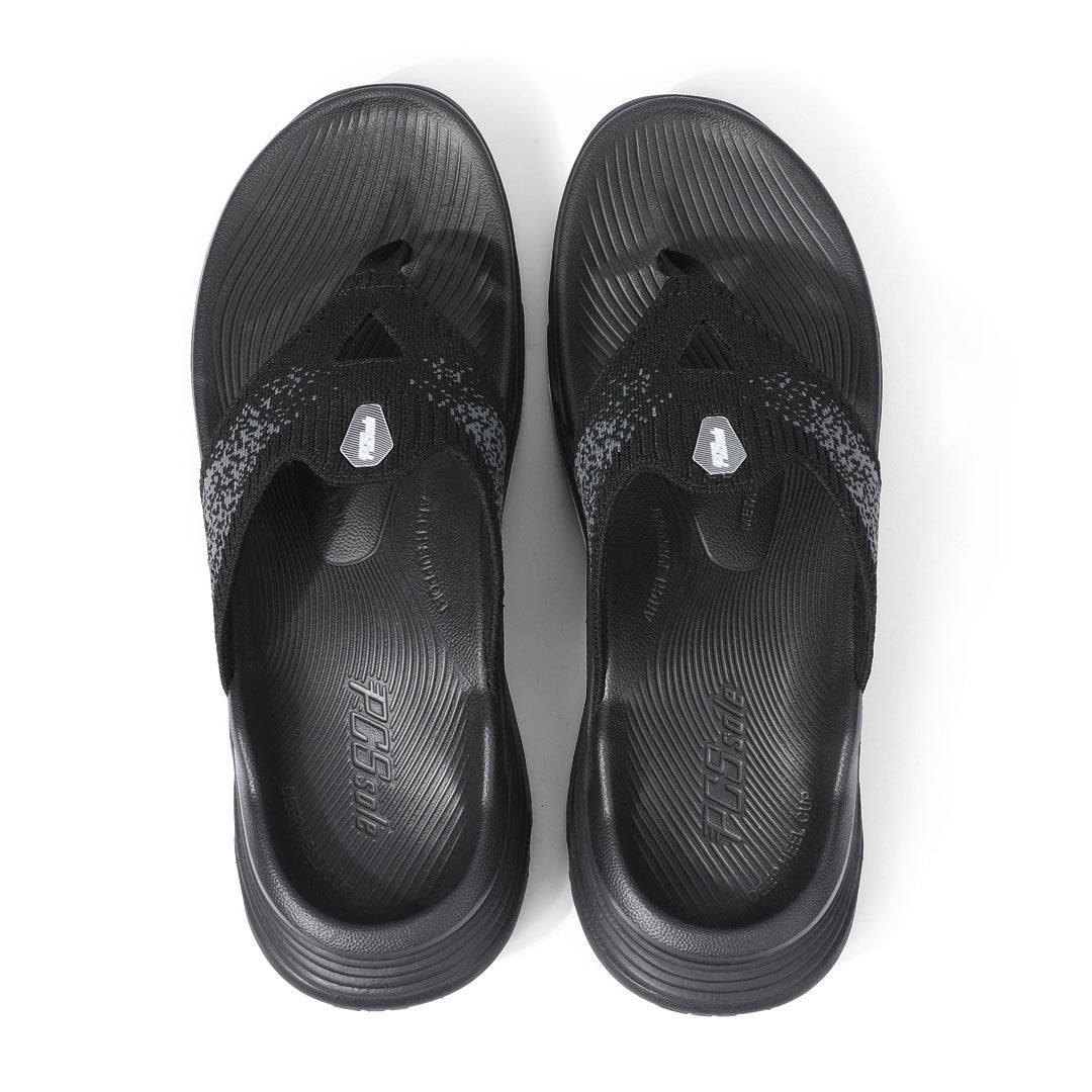 Jet Black Arch Support Flip Flops Front
