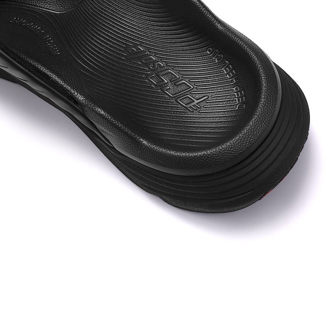 Jet Black Slides with Deep Heel Cups