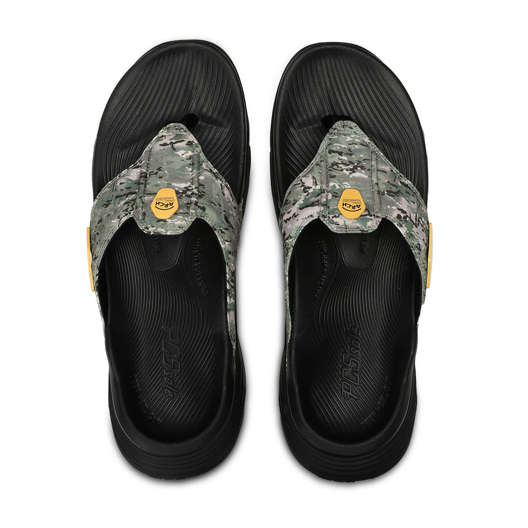 Army Green Camo Arch Support Flip Flops Front