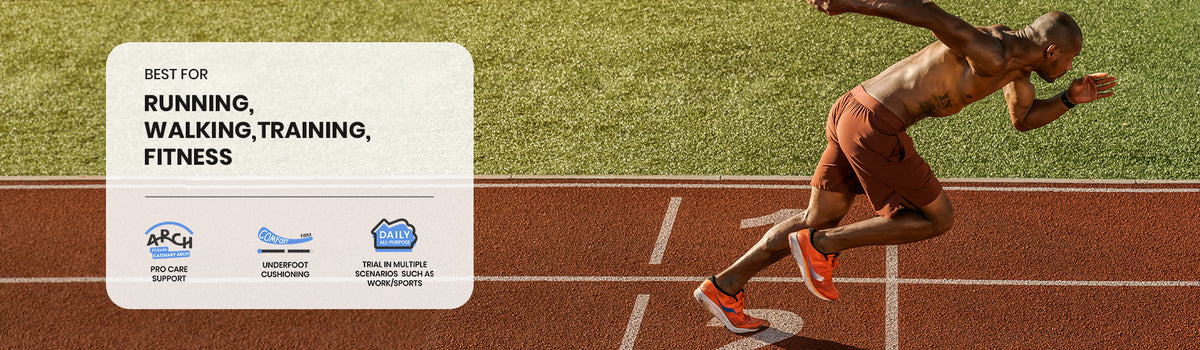Athletic running insoles for training, fitness, and walking support